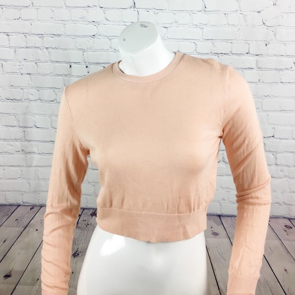 Long Sleeve Peach Crop Top - Picture 1 of 2